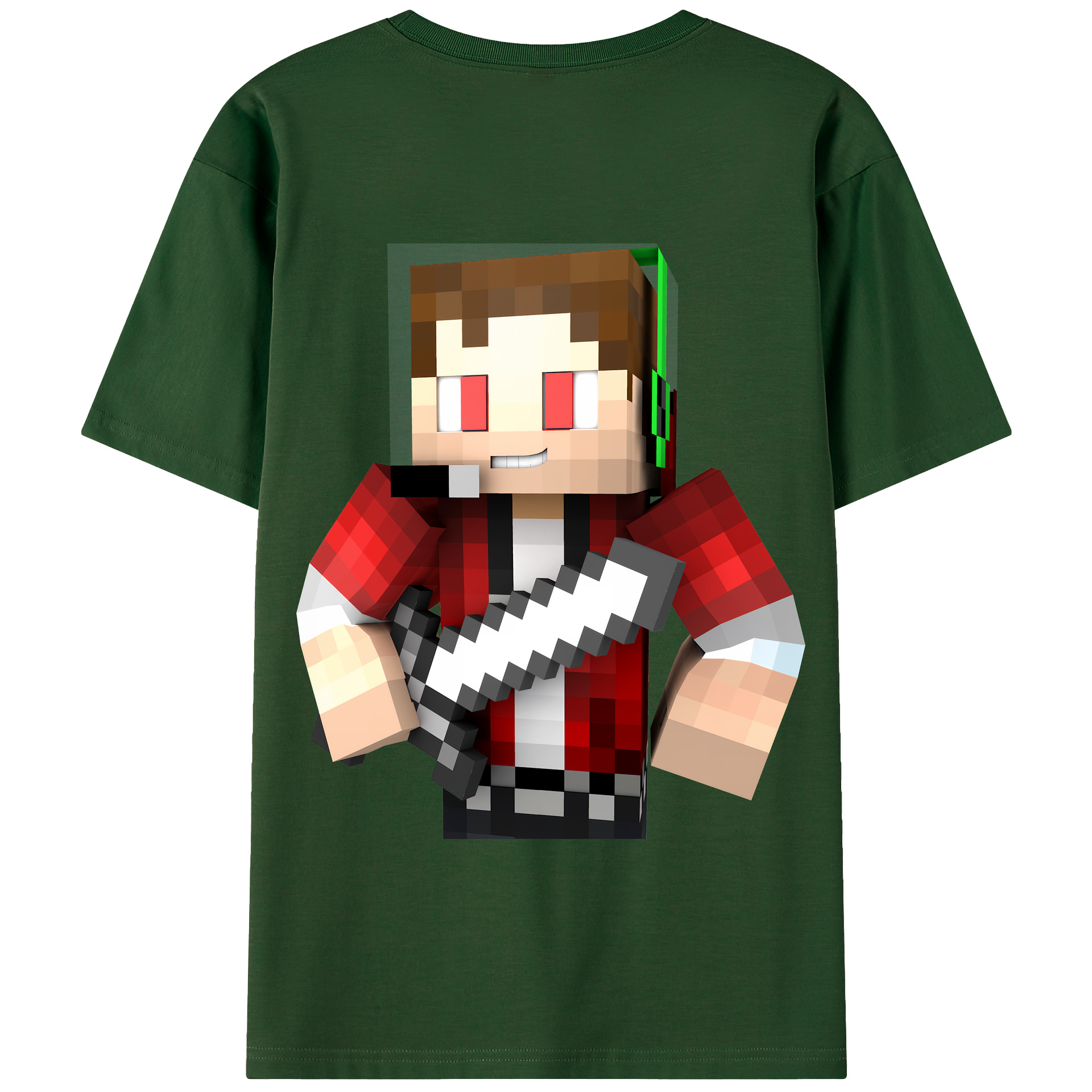 （画像用） マインクラフト ブロックの世界 Minecraft MC Block world 綿100％半袖Tシャツ（背面プリント）